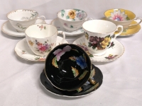 6 Vintage Teacups & Saucers - Royal Crown Derby, Occupied Japan, Royal Windsor & Japan