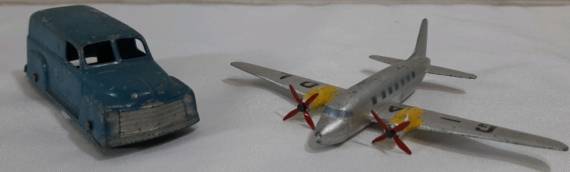 Vintage Tootsietoy Toy Car & Dinky Toys Viking Toy Plane - Car is 3½" long 1½" tall, Plane is 4" long 5½" wide