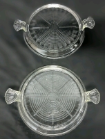 Pair Vintage Fire-King USA Double Handled Glass Trivets / Hot Plates | 8.25" Diam ea