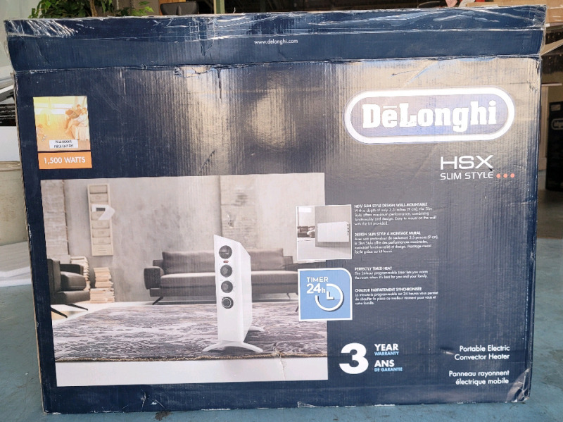 DeLonghi HSX Slim Style Portable Electric Convector Heater 120V 1500W , Model # HSX3315SCA . Tested Working