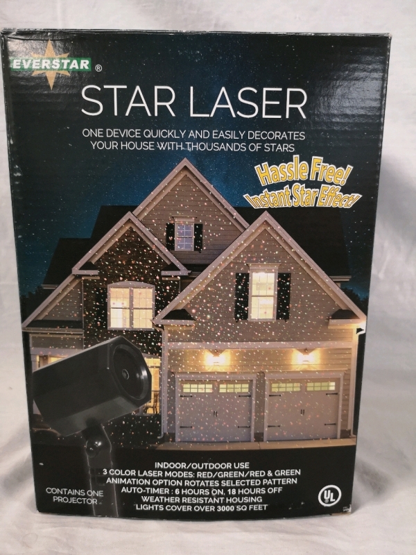 New Everstar Star Laser Projector - 3 Colour Laser Modes Red/Green/Red & Green