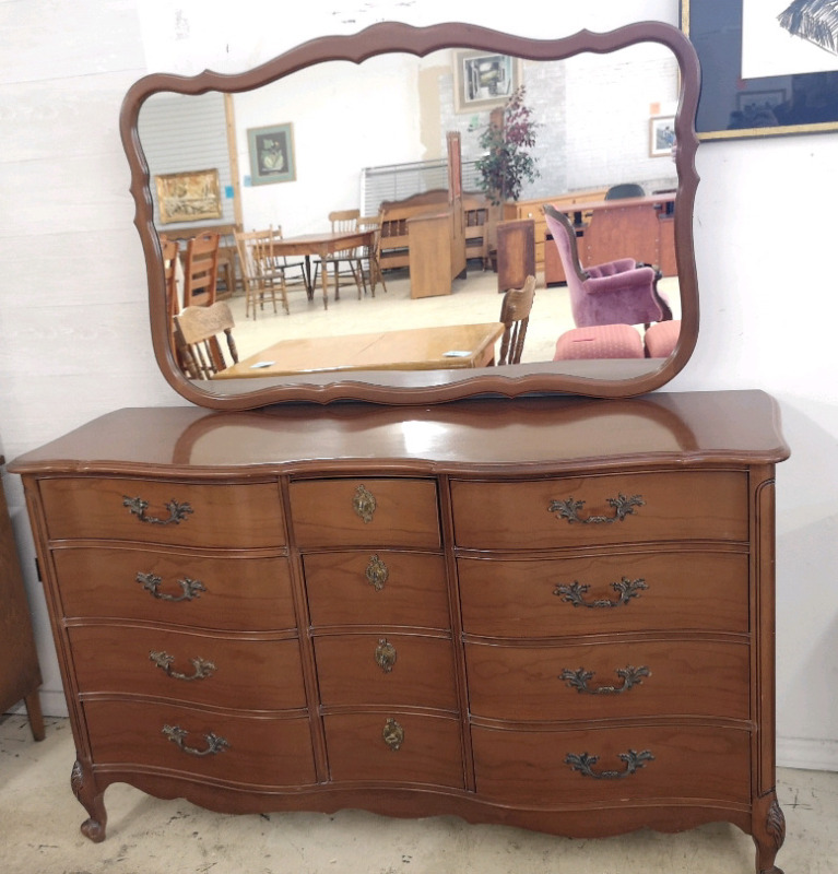 Vintage 12 Drawer Dresser with Mirror by Malcolm Furniture