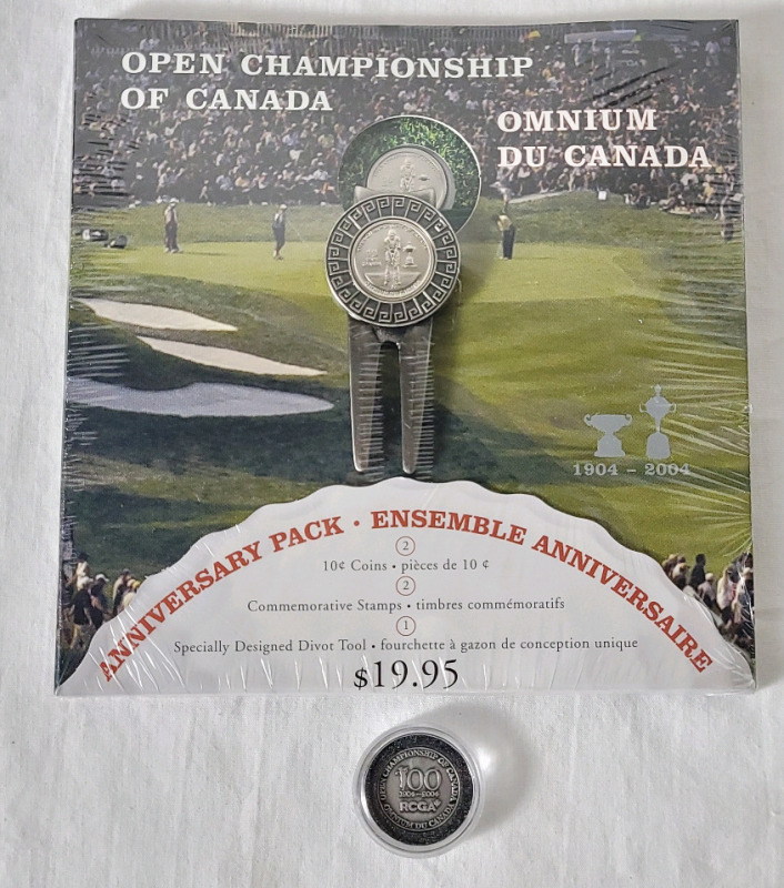 2004 (1904-) Open Championship of Canada 10 Cent Coin & Stamp Set with Ball Marker and Divot Repair , Sealed