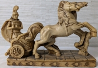 1950's Roman Chariot With Horses Sculpture R.B. Design Made In Italy Resin Figurine Heavy