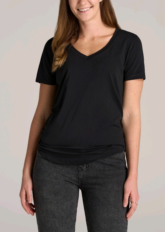 New: Women's Sz L - American Tall Scoop V-Neck Black