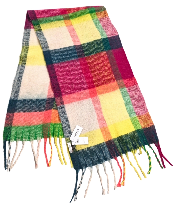 New GUESS Multicolour Check Scarf | 29.5" Wide x 76" Long | Retailed for $59!