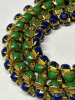 Emerald Green Sapphire Blue Luminous Rhinestone Surrond Necklace Art Deco Style Bold Bracelet - 5