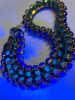 Emerald Green Sapphire Blue Luminous Rhinestone Surrond Necklace Art Deco Style Bold Bracelet - 6