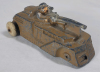 1940s Barclay Manoil Slush Military Anti-Aircraft Armored Car w/Driver . Missing front wheels