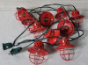 10-Light Red Lantern String Lights , Measures 12ft Long . Tested Working - 2