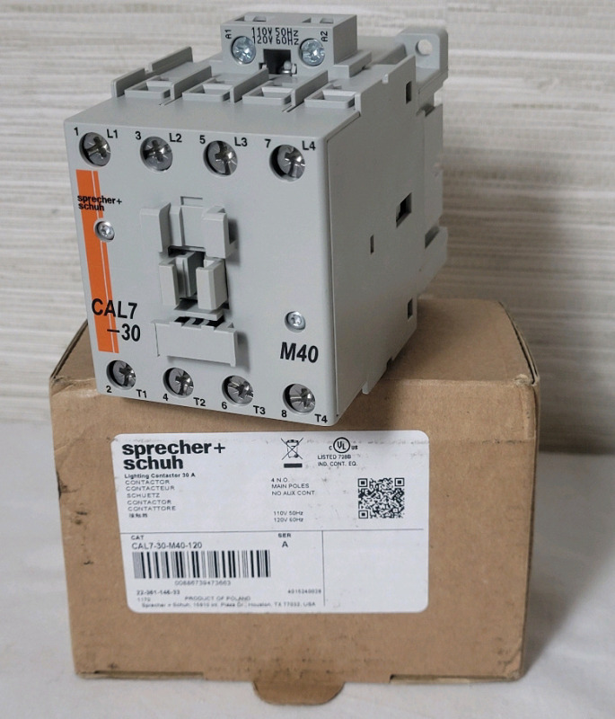 New - Sprecher+Schuh Lighting Contactor 30A . CAL7-30-M40-120