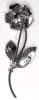 Eniko Sterling Silver Rose Brooch (1.8") + 13 Stick-Pins (Up to 3"), Oversized Engraved Safety Pin, Hair Pins + - 6