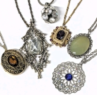 Making a Statement! 6 Chunky Eye-Catching Necklaces incl Signed Coro & Large Vintage Avon Locket | Chains up to 35" Long