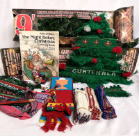 Large Christmas Decor Lot - 9ft Lighted Garland, The Night Before Christmas Book, Guatemala Decor +