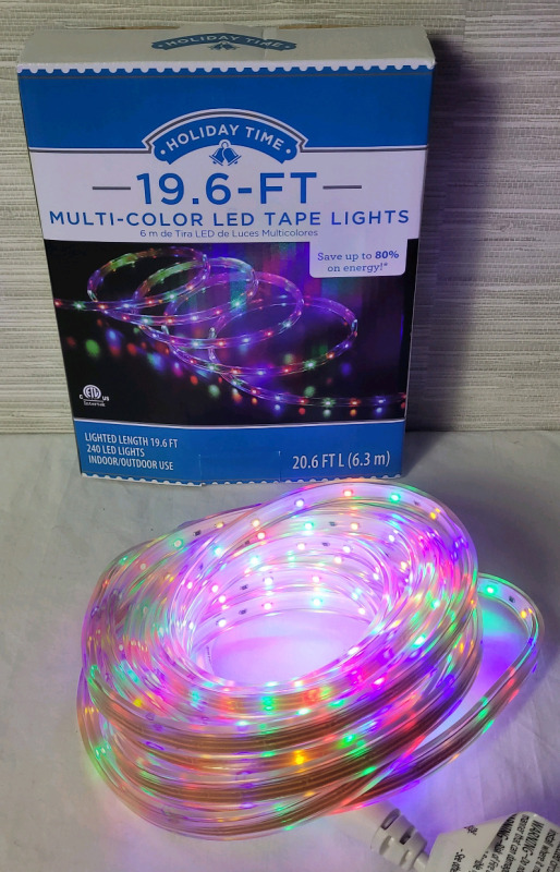 Holiday Time Indoor / Outdoor 20ft. Multi-Color LED Tape Light . Tested Work