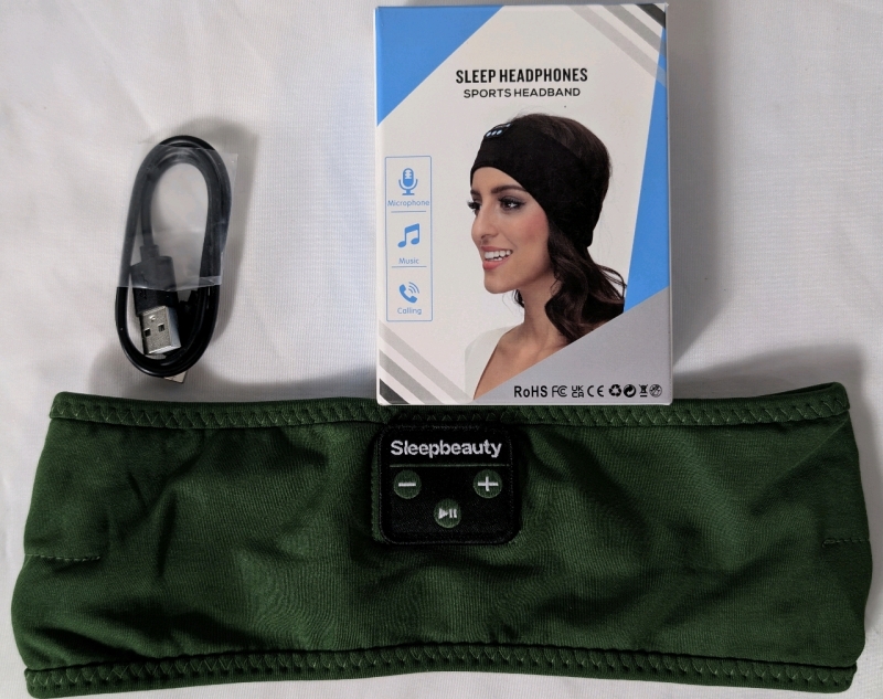 Sleepbeauty Green Wireless Sleep Headphones Sports Headband . Material gives off slight Odor