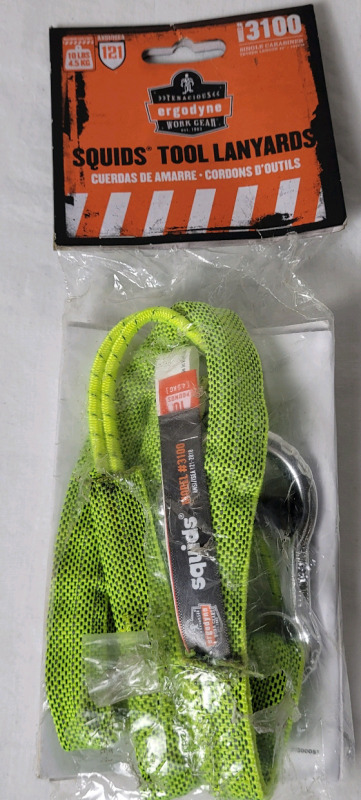 New , Open - Ergodyne Squids #3100 Tool Lanyard with Single Carabiner and Adjustable Loop End , 10lbs / 4.5kg