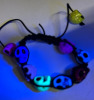 Glowing Skull Woven Drawstring Beaded Neon Skull Bracelet - 3