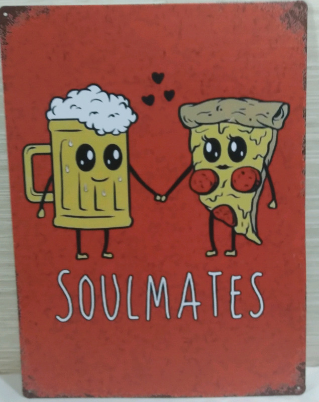 New 12x16 Pizza Soulmates Metal Tin Sign