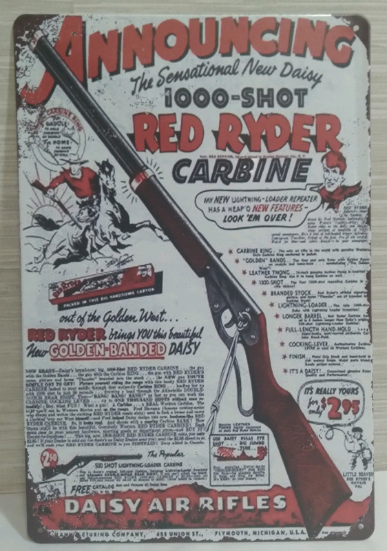 New 12x8" Metal Tin Sign Red Ryder BbGun