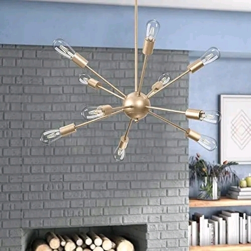 New: Wellmet Sputnik 10 Light Chandelier - 49.8" Total Height - 4.7" Base - 27.2" Width - 22.6" Light Height