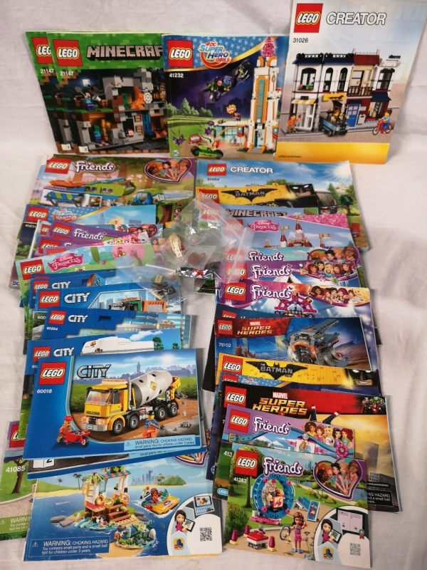 30+ LEGO Manuals Including Friends, City, Minecraft, Harry Potter Disney Princess, Marvel + Some Pieces