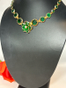 Austrian Crystal Bezel Set Necklace & Green Tiered Floer Cab necklace - 3