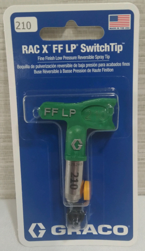 New Graco RAC X FF LP SwitchTip 210 Low Pressure Reversible Spray Tip