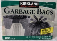 New Kirkland Signature 100 Garbage Bags With Smart Tie Closure 26" x 33.5"