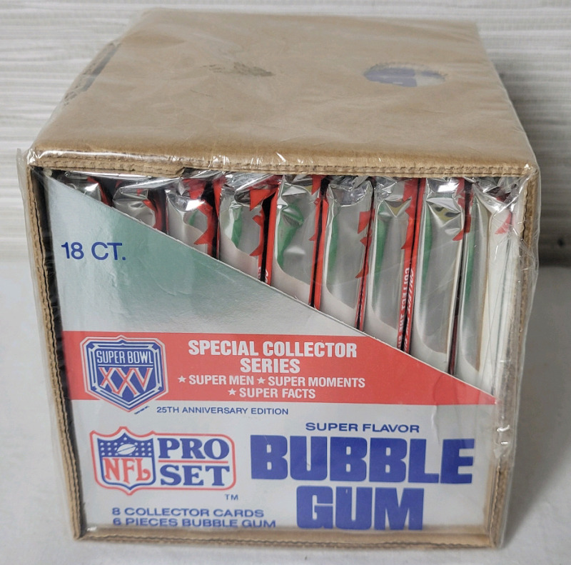 1990 Pro Set NFL Super Bowl XXV 25th Anniversary Edition Trading Card Box , Sealed . 18 Packs , 8 Cards per Pack