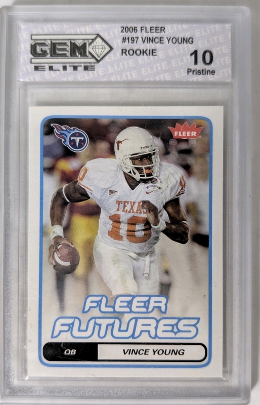 2006 Fleer Gem Elite Graded Rated 10 Pristine NFL Football Vince Young Tennessee Titans Rookie Card #197