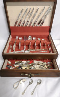 3 Sterling Spoons & 60+ Silverware with Case - Oneida Rogers Bros. ++