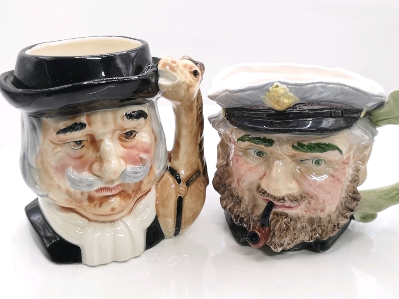 2 Ceramic Toby Style Jugs - Japan - Tallest 5.5"