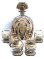 Art Deco Decanter with 6 Glasses