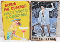 2 New Funny Metal Signs - 12" X 8"