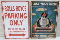 2 New Rolls Royce Parking & Vinyl Metal Signs - 12"X8"