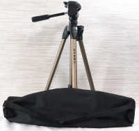 Dynex DX-TRP60 Adjustable Universal Camera Tripod with Black Carrying Bag, Measures 22" Tall with no Adjustments, Measures 60" Tall With Adjustments