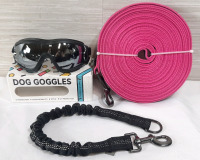Lot of New Dog Acessories, Including 5&frac12;" Dog Goggles & A 10m Pink Dog Lead Set