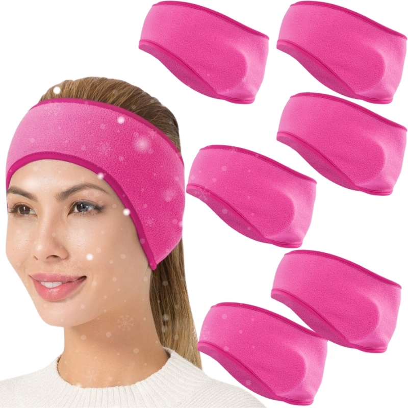 7 New Pink Fleece Ear Warmer Headbands | 6" Diameter x 4.75" at Widest | One Size Fits Many