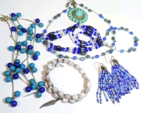 Beaded, Blue & Beautiful: Magnetic Hematite, Necklaces, Bracelets & Dangly Beaded Earrings | Longest Necklace 35"