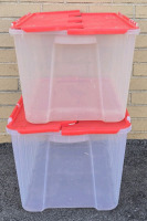 2 Pcs | Stackable Storage Bins W/ Interlocking Lid Mechanism | Both Measure 22" x 15" x 13"