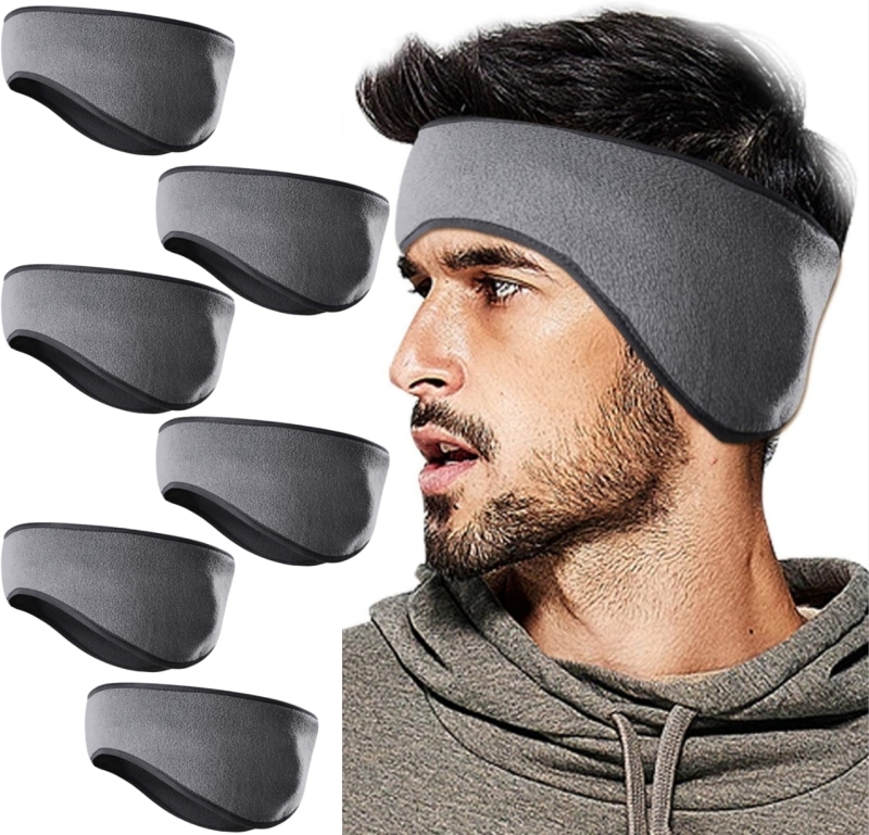 7 New Gray Fleece Ear Warmer Headbands | 6" Diameter x 4.75" at Widest | One Size Fits Many