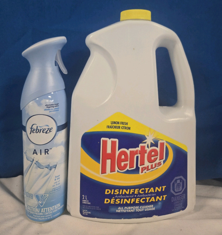 2 Pcs | Hertel Plus 2L Bottle Of Disinfectant | & Febreze Air Freshner 250G Can