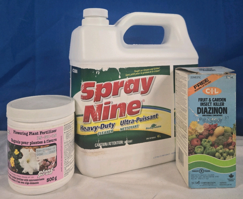 3 Pcs | Garden Lot Includes | Plant-Prod 500g Flowering Plant Fertilizer 15-30-15 | Spray Nine 4L Heavy Duty Disinfectant | C.I.L 200ML Fruit & Garden Insect Killer