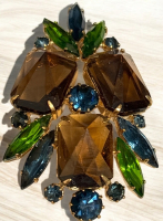 Amazing Vintage Czeck Rhinestone Crystal Brooch Gammatic Stones