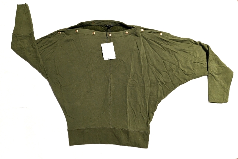 New Size 2XL Stella & Dot Olive Green Snap Shoulder Long Sleeve Shirt