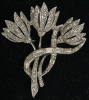 Stunning Baguettes and Diamanté Crystal 3 head Tulip Brooch Signed Keyes. - 2