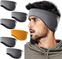 7 New Grey / Yellow Fleece Ear Warmer Headbands | 6" Diameter x 4.75" at Widest | One Size Fits Many