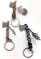 3 Keychain Tomahawks w Hand-Knapped Stones & Feathers Sourced Locally in Niagara | 3" Long ea