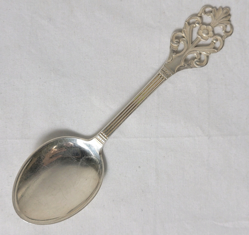 Vintage TH Marthinsen Norway 830S Silver Spoon with Viking Rose Pattern